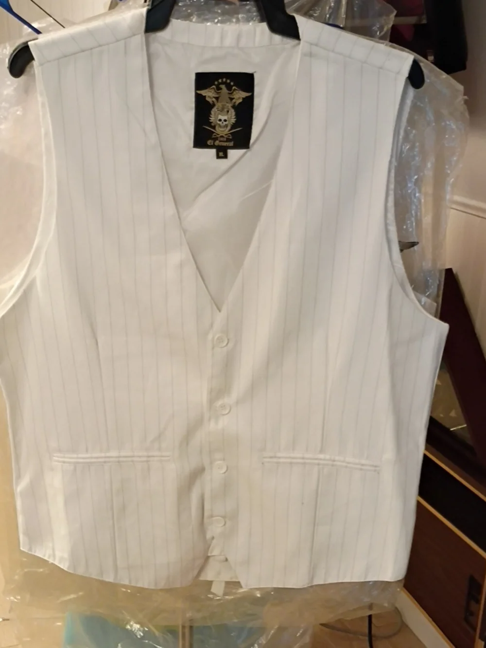 El General White Pinstripe Men's Dress Vest (Many Sizes)